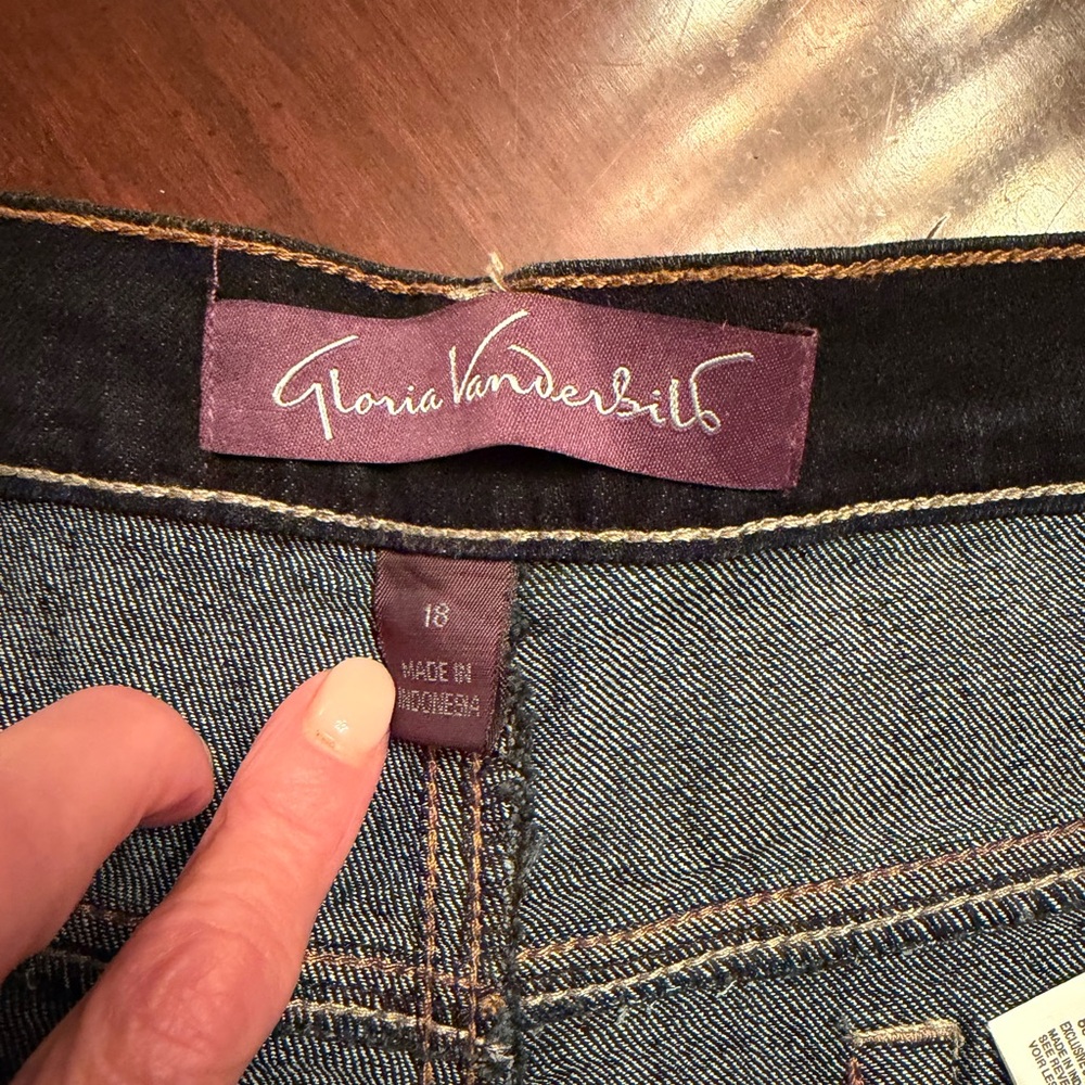 Gloria Vanderbilt Amanda Stretch Jeans Straight Leg High Rise Dark Wash Sz 18 - Picture 5 of 5